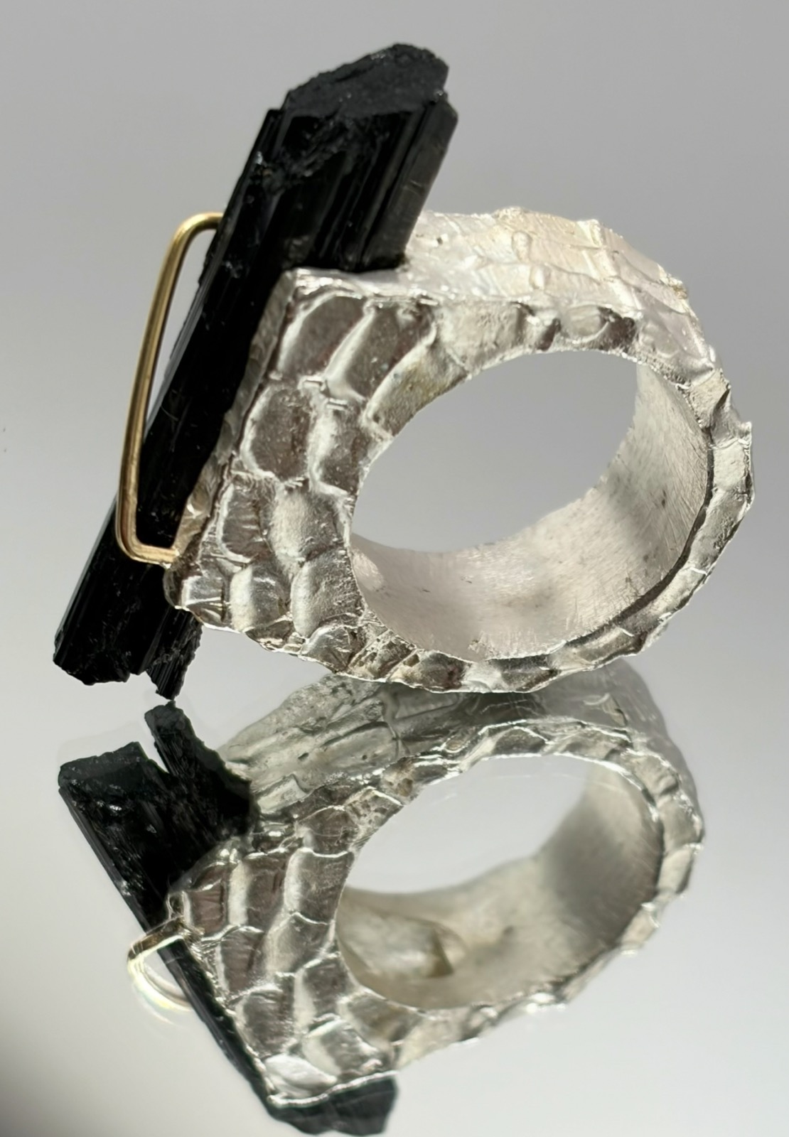 Black Tourmaline T Ring