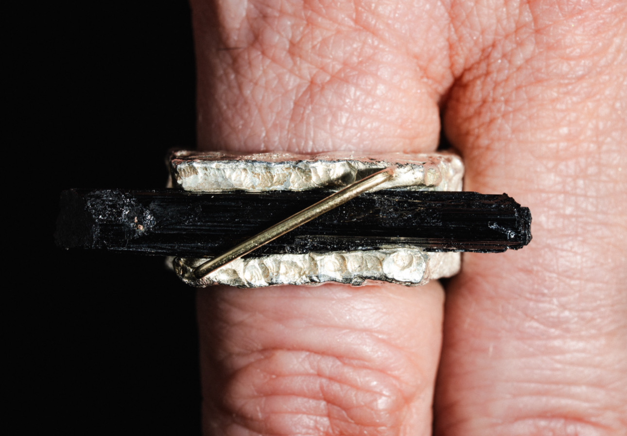 Black Tourmaline T Ring alternate view