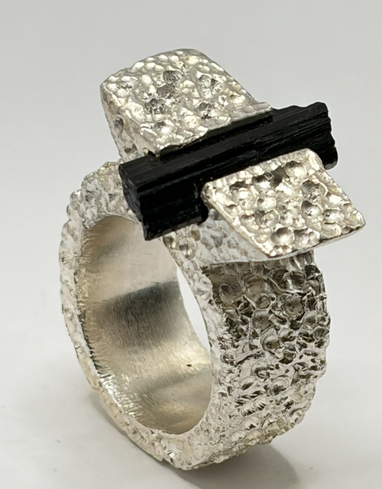 Black Tourmaline V Ring