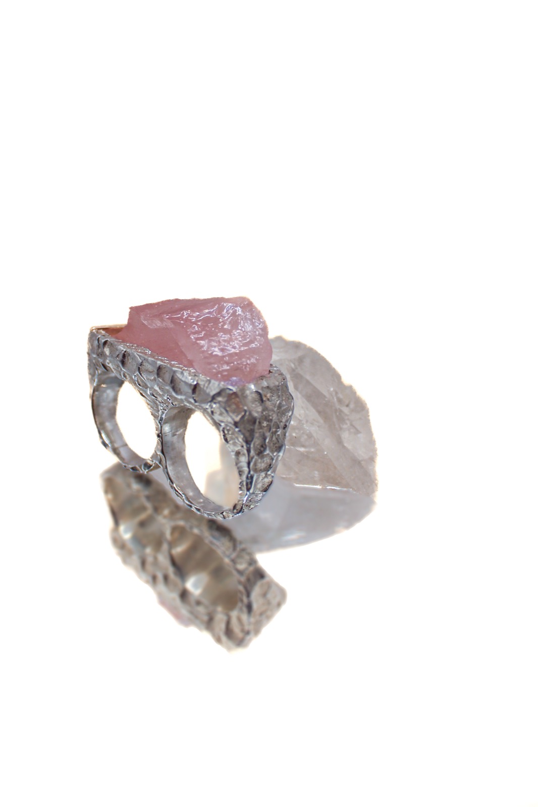 Double Ring Pink Quartz, view 3