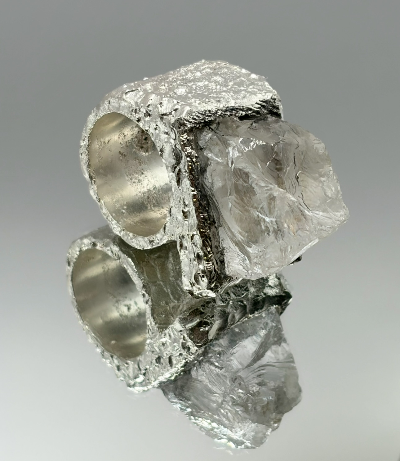 Ice Quartz Pyramid Side Ring