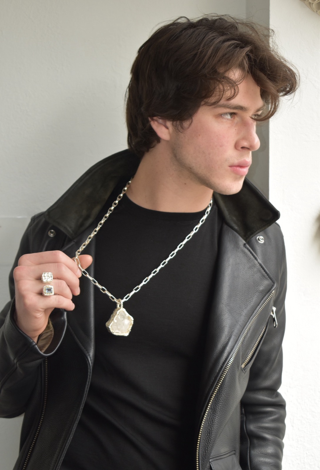 Pentagon Ice Quartz Pendant alternate view
