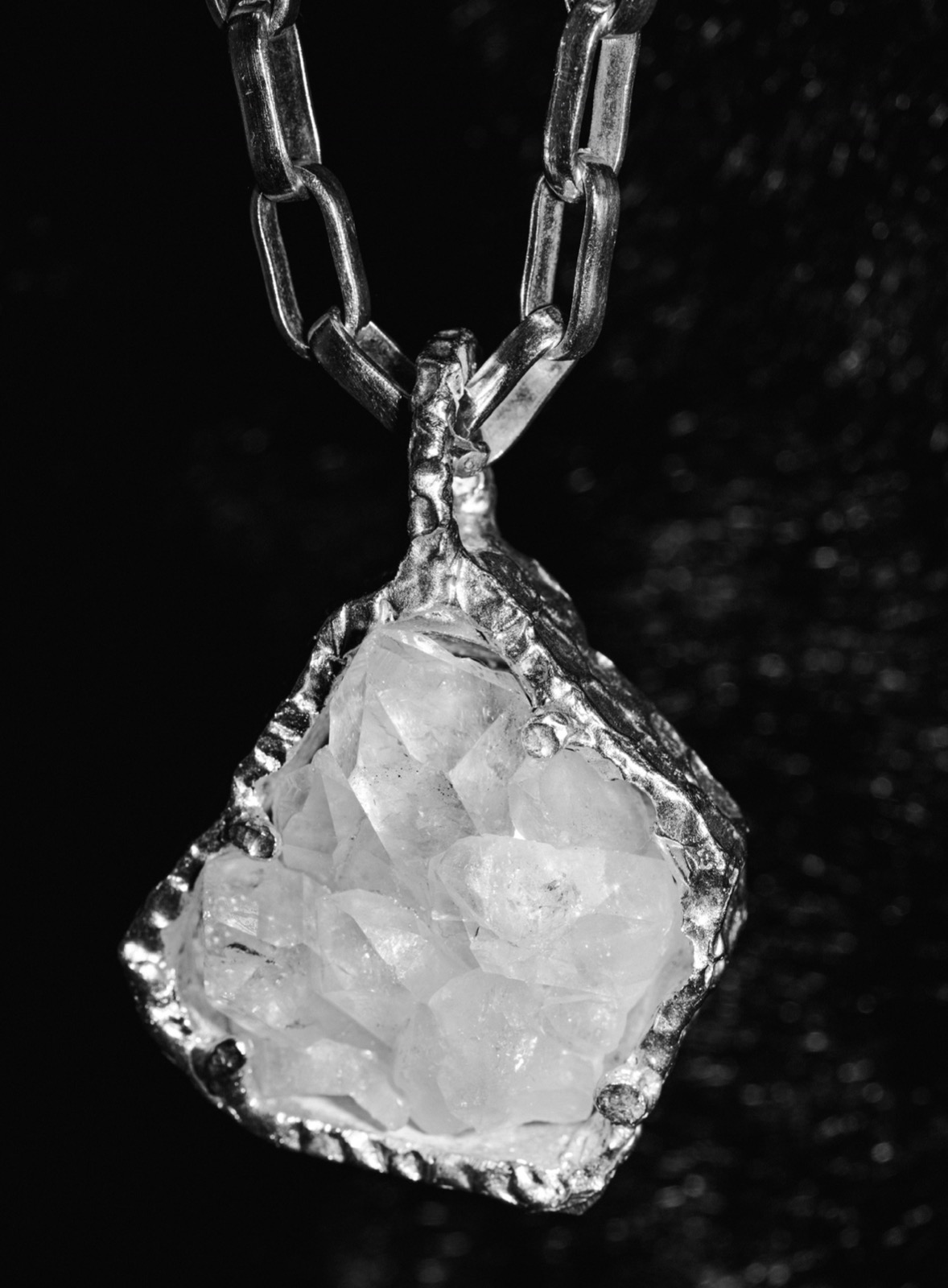 Pentagon Ice Quartz Pendant, view 4