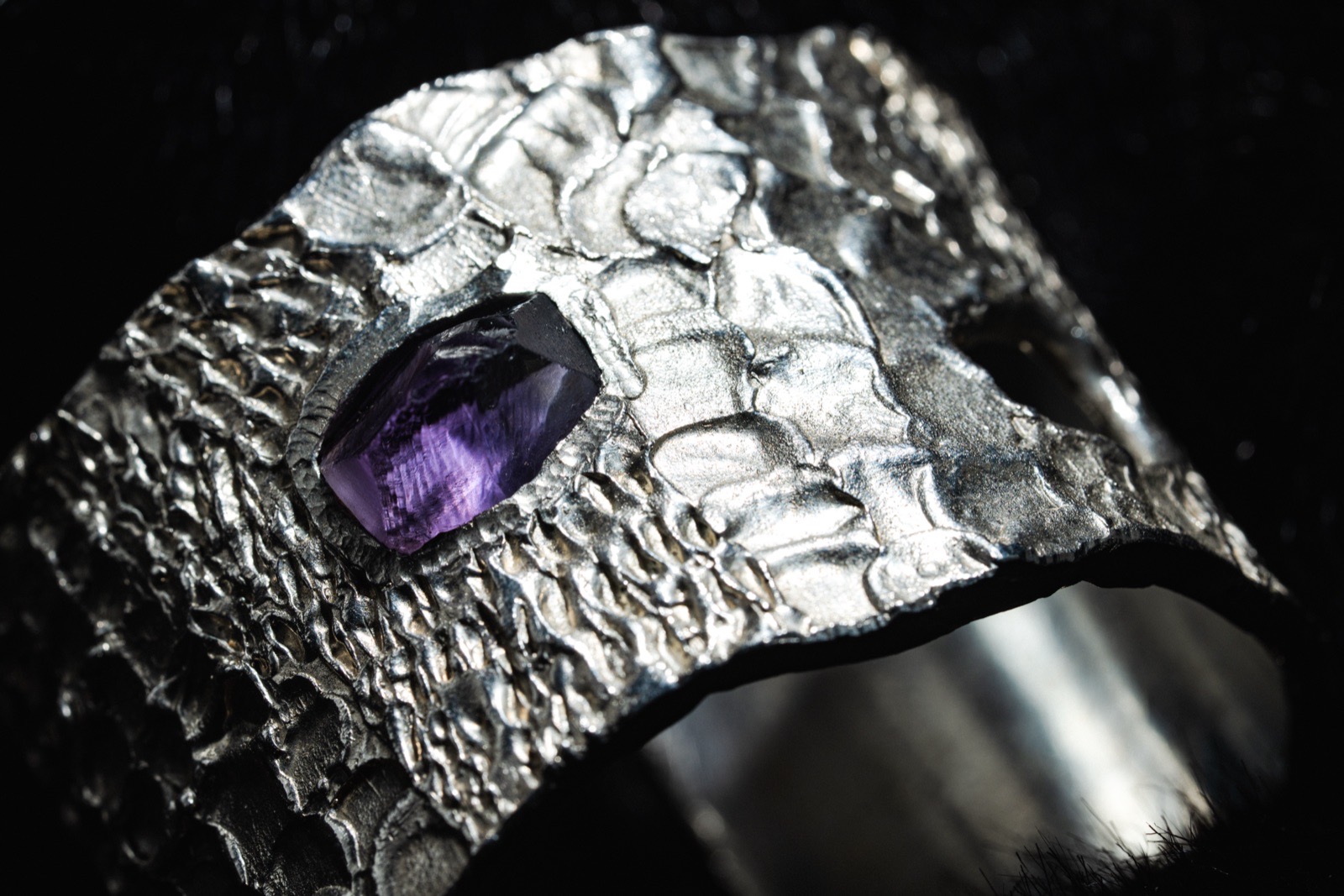 Purple stone bangle close up