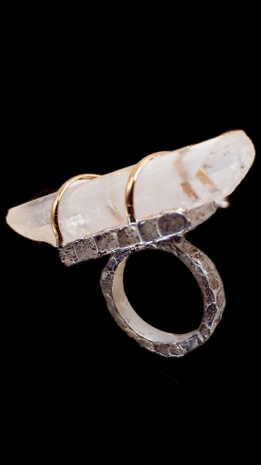 White Quartz Rod Ring