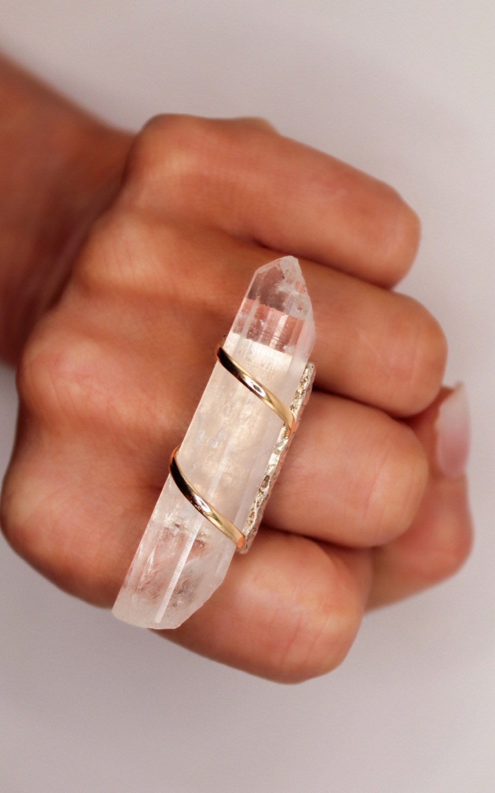 White Quartz Rod Ring, view 3